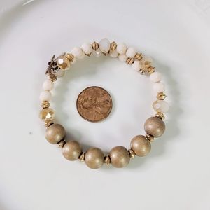 Alex and Ani Gold Champagne Beaded Wrap Bracelet